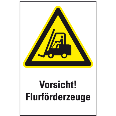 Warn-Kombischild nach ISO 7010 W014 Vorsicht Flurförderzeuge
