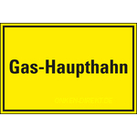 Hinweisschild "Gas-Haupthahn"